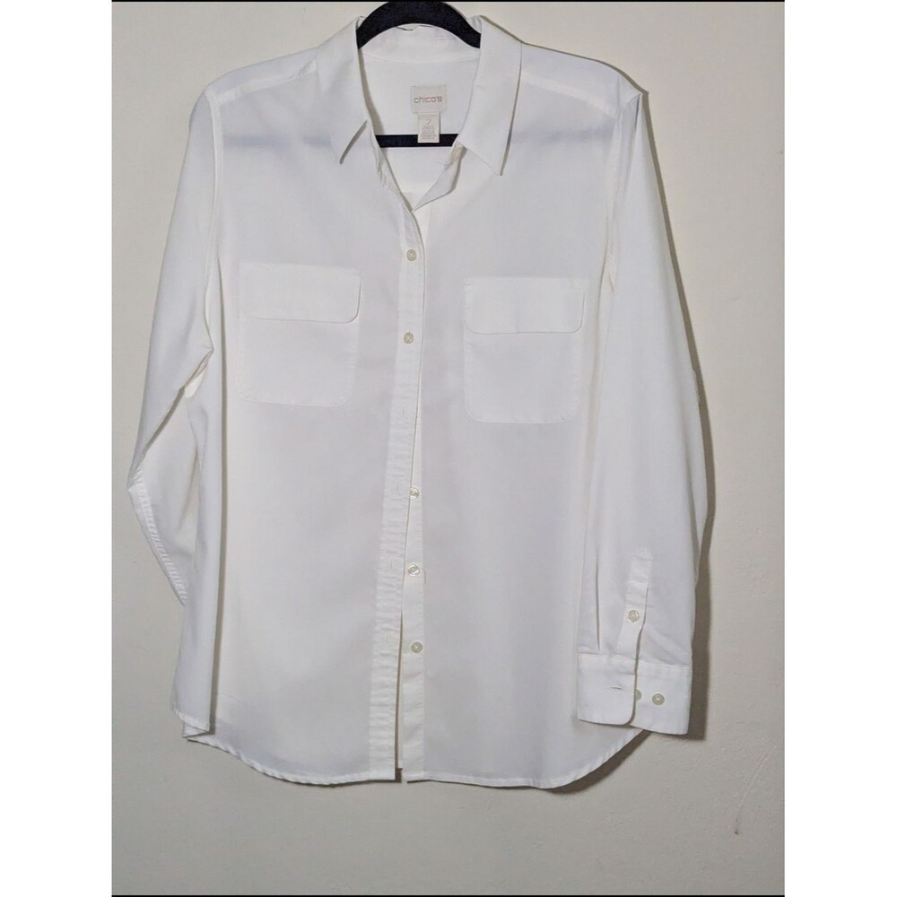 Chico's White Blouse with Clean V-Neck Detail 2
